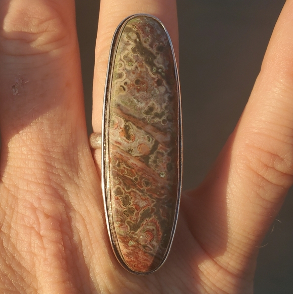 New Leopard Skin Jasper 925 Silver Statement Ring. - Picture 7 of 16